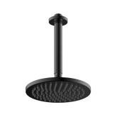 Abey Gareth Ashton Brass 200mm Round Shower Head with Ceiling Dropper - Black